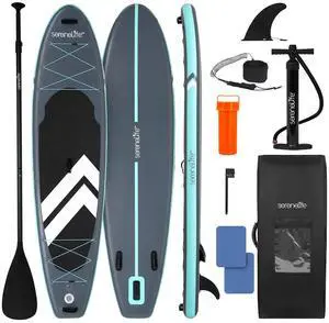 SereneLife XL Inflatable Stand Up Paddle Board - Extra-Wide, Pet & Family-Friendly SUP for Adults, Kids & Pets - Non-Slip Deck, Stable Design, Premium Accessories - 350/440/485 lbs Capacity SereneLife XL Inflatable Stand Up Paddle Board - Extra-Wide, Pet & Family-Friendly SUP for Adults, Kids & Pets - Non-Slip Deck, Stable Design, Premium Accessories - 350/440/485 lbs Capacity