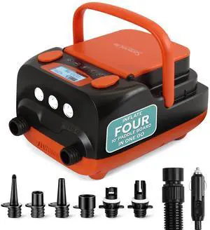 SereneLife Inflatable Paddle Board Pump Compressor - 16PSI High Pressure SUP Inflator - 12V DC Car Connector - Electric Air Pump for Paddle Boards, Boats, Rafts, Pool Toys - Deflation Function SereneLife Inflatable Paddle Board Pump Compressor - 16PSI High Pressure SUP Inflator - 12V DC Car Connector - Electric Air Pump for Paddle Boards, Boats, Rafts, Pool Toys - Deflation Function