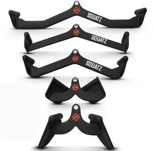 SQUATZ LAT Pulldown Attachments | Cable Attachments for Gym with Mag Grip Handles for Back and Tricep Strength Training | Home Gym Accessories with Rubber Coated Handles SQUATZ LAT Pulldown Attachments | Cable Attachments for Gym with Mag Grip Handles for Back and Tricep Strength Training | Home Gym Accessories with Rubber Coated Handles