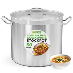 Nutrichef Stainless Steel Cookware Stockpot, 30 Quart Heavy Duty Induction Soup Pot With Stainless Steel Lid And Strong Riveted Handles, Even Heat Distribution, Compatible With Most Cooktops Nutrichef Stainless Steel Cookware Stockpot, 30 Quart Heavy Duty Induction Soup Pot With Stainless Steel Lid And Strong Riveted Handles, Even Heat Distribution, Compatible With Most Cooktops