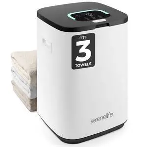 SereneLife Towel Warmer Bucket - Compact 23L Bathroom Towel Heater with Essential Oils Disc Holder, Adjustable Timer, Auto Shut-Off, Power Cord Storage & LED Display, Fits 2 Oversized Towels (Black) SereneLife Towel Warmer Bucket - Compact 23L Bathroom Towel Heater with Essential Oils Disc Holder, Adjustable Timer, Auto Shut-Off, Power Cord Storage & LED Display, Fits 2 Oversized Towels (Black)