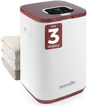SereneLife Towel Warmer Bucket - Compact 23L Bathroom Towel Heater w/Essential Oils Disc Holder, Adjustable Timer, Auto Shut-Off, Power Cord Storage, LED Display, Fits 2 Oversized Towels (Wood Color) SereneLife Towel Warmer Bucket - Compact 23L Bathroom Towel Heater w/Essential Oils Disc Holder, Adjustable Timer, Auto Shut-Off, Power Cord Storage, LED Display, Fits 2 Oversized Towels (Wood Color)