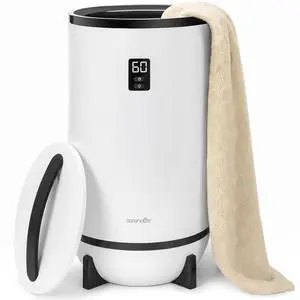 SereneLife Towel Warmer Bucket Style Portable Blanket Heater for Spa and Bathroom, Large Capacity, Customizable Fragrance, Auto Shut-Off, Fits 2 Large Towels or Blankets, One-Touch Control, Black SereneLife Towel Warmer Bucket Style Portable Blanket Heater for Spa and Bathroom, Large Capacity, Customizable Fragrance, Auto Shut-Off, Fits 2 Large Towels or Blankets, One-Touch Control, Black