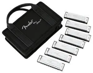 Fender Blues Deluxe Harmonica, Pack of 7 with case (Keys C, G, A, D, F, E, B Flat) | Diatonic 10-Hole, G, A, D, F, E, Chromed Covers, Abs Combs, Brass Reeds, Vented Plastic Case Fender Blues Deluxe Harmonica, Pack of 7 with case (Keys C, G, A, D, F, E, B Flat) | Diatonic 10-Hole, G, A, D, F, E, Chromed Covers, Abs Combs, Brass Reeds, Vented Plastic Case
