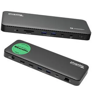 Plugable Thunderbolt 4 Dock, 100W Charging (96W Certified), Dual HDMI Docking Station for Windows and Mac, Single 8K or Dual 4K 60Hz, 40Gbps, 13 Ports with Ethernet, SD/microSD (TBT4-UD5) Plugable Thunderbolt 4 Dock, 100W Charging (96W Certified), Dual HDMI Docking Station for Windows and Mac, Single 8K or Dual 4K 60Hz, 40Gbps, 13 Ports with Ethernet, SD/microSD (TBT4-UD5)
