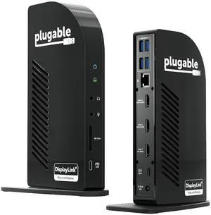 Plugable USB-C Triple Monitor Docking Station: 13-in-1 Laptop Dock with 100W Charging for Mac (DisplayLink Driver Required), Windows, Chrome, 3 HDMI, Gigabit Ethernet, SD, USB-C 20W, 4 USB - UD-ULTCDL Plugable USB-C Triple Monitor Docking Station: 13-in-1 Laptop Dock with 100W Charging for Mac (DisplayLink Driver Required), Windows, Chrome, 3 HDMI, Gigabit Ethernet, SD, USB-C 20W, 4 USB - UD-ULTCDL