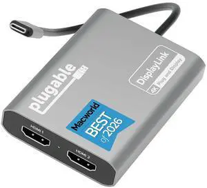 Plugable USB C to HDMI Adapter, Dual Monitor 4K 60Hz for Apple Mac M1/M2/M3/M4/M5/Neo, DisplayLink Multiple Displays for Thunderbolt MacBook or iMac, Driver Required (USBC-6950M) Plugable USB C to HDMI Adapter, Dual Monitor 4K 60Hz for Apple Mac M1/M2/M3/M4/M5/Neo, DisplayLink Multiple Displays for Thunderbolt MacBook or iMac, Driver Required (USBC-6950M)