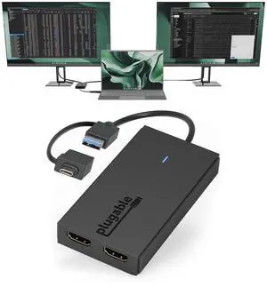 Plugable Dual HDMI Monitor Adapter for M1-M5 & Neo macOS, Windows, ChromeOS - USB-C, Thunderbolt, USB 3.0 Compatible, Supports 2 Displays at 1080p 60Hz, SMI Driver Required Plugable Dual HDMI Monitor Adapter for M1-M5 & Neo macOS, Windows, ChromeOS - USB-C, Thunderbolt, USB 3.0 Compatible, Supports 2 Displays at 1080p 60Hz, SMI Driver Required