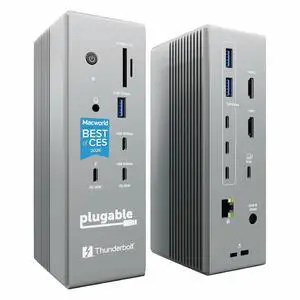 Plugable Thunderbolt 5 Dock: 16-in-1, Dual HDMI 2.1 Up to 8K 60Hz / 4K 144Hz, 140W Laptop Charging, 2.5GbE, Fanless, Driverless TAA Compliant Docking Station for MacBook Pro/Air & Windows (TBT-UDH2) Plugable Thunderbolt 5 Dock: 16-in-1, Dual HDMI 2.1 Up to 8K 60Hz / 4K 144Hz, 140W Laptop Charging, 2.5GbE, Fanless, Driverless TAA Compliant Docking Station for MacBook Pro/Air & Windows (TBT-UDH2)