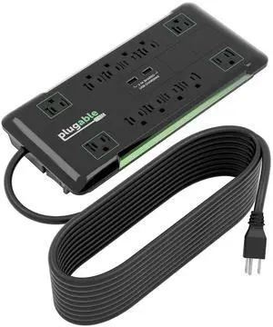 Plugable 12 Outlet Power Strip 4320 Joules Surge Protection, Built-in 10.5W 2-Port USB Charger for Android and Apple Phones, Mobile Devices, 25 Foot Cable Plugable 12 Outlet Power Strip 4320 Joules Surge Protection, Built-in 10.5W 2-Port USB Charger for Android and Apple Phones, Mobile Devices, 25 Foot Cable