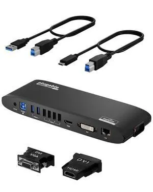 Plugable USB 3.0 Universal Docking Station for Windows, macOS, ChromeOS (Dual HDMI Monitors or DVI/VGA, Gigabit Ethernet, Audio, 6 USB Ports) Plugable USB 3.0 Universal Docking Station for Windows, macOS, ChromeOS (Dual HDMI Monitors or DVI/VGA, Gigabit Ethernet, Audio, 6 USB Ports)