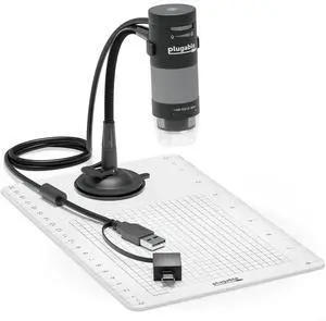 Plugable USB Digital Microscope 250x, 2MP Micro Camera with Flexible Arm Stand - Handheld USB & USB-C Microscope, Windows, Mac, ChromeOS, Linux, Android, iPad Compatible Plugable USB Digital Microscope 250x, 2MP Micro Camera with Flexible Arm Stand - Handheld USB & USB-C Microscope, Windows, Mac, ChromeOS, Linux, Android, iPad Compatible