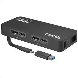 Plugable 4K DisplayPort and HDMI Dual Monitor Adapter for USB 3.0 and USB-C, Compatible with Windows Plugable 4K DisplayPort and HDMI Dual Monitor Adapter for USB 3.0 and USB-C, Compatible with Windows