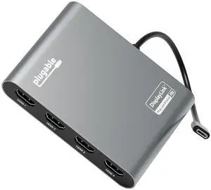 Plugable USB C to Quad HDMI 4K Adapter with 100W PD Pass-Though Power Delivery for Windows, Mac M1/M2/M3/M4, Thunderbolt, and USB-C Laptops | TAA, DisplayLink Pro, Driver Required (USBC-7400H4) Plugable USB C to Quad HDMI 4K Adapter with 100W PD Pass-Though Power Delivery for Windows, Mac M1/M2/M3/M4, Thunderbolt, and USB-C Laptops | TAA, DisplayLink Pro, Driver Required (USBC-7400H4)