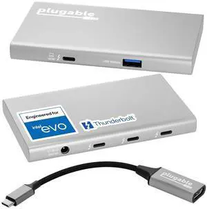 Plugable 5-in-1 Thunderbolt 4 Hub,Single 8K or Dual 4K Display, 4K HDMI Adapter Included, Thunderbolt 4/3, USB4,USB-C Expansion for Modern Mac and Windows Systems, Driverless Plugable 5-in-1 Thunderbolt 4 Hub,Single 8K or Dual 4K Display, 4K HDMI Adapter Included, Thunderbolt 4/3, USB4,USB-C Expansion for Modern Mac and Windows Systems, Driverless