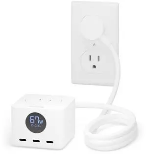 Plugable 67W USB C Power Strip, Charging Station Extension Cord with Multiple Outlets, Flat Wall Plug and Watt Meter, 3X USB-C, 3X AC Power Outlets for iPhone 16, Travel, Office, 5ft (PS3-METERC3) Plugable 67W USB C Power Strip, Charging Station Extension Cord with Multiple Outlets, Flat Wall Plug and Watt Meter, 3X USB-C, 3X AC Power Outlets for iPhone 16, Travel, Office, 5ft (PS3-METERC3)
