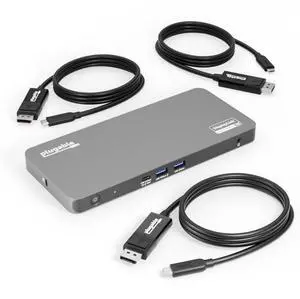 Plugable 5 Monitor USB-C Docking Station with 140W Power + 3X USB-C to DisplayPort 4K@60Hz Cables (6ft) Complete Multimonitor Dock Bundle for Mac and Windows Plugable 5 Monitor USB-C Docking Station with 140W Power + 3X USB-C to DisplayPort 4K@60Hz Cables (6ft) Complete Multimonitor Dock Bundle for Mac and Windows