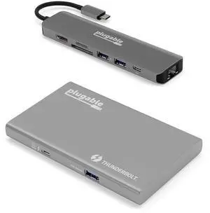 Plugable USB4 Hub Bundle Includes USB-C to 4K HDMI Adapter and 7-in-1 Multiport Adapter with Ethernet, Single 8K or Dual 4K Display, 60W Charging, Compatible with Thunderbolt 4/3 Macs and Thunderbol Plugable USB4 Hub Bundle Includes USB-C to 4K HDMI Adapter and 7-in-1 Multiport Adapter with Ethernet, Single 8K or Dual 4K Display, 60W Charging, Compatible with Thunderbolt 4/3 Macs and Thunderbol