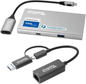 2.5G Ethernet & USB4 Hub Bundle: Plugable USB-C to 2.5Gbps LAN Adapter + 5-in-1 Thunderbolt 4/USB4 Hub with HDMI Adapter | USB-C/USB-A, Dual 4K/8K Display, 40Gbps, macOS/Windows 2.5G Ethernet & USB4 Hub Bundle: Plugable USB-C to 2.5Gbps LAN Adapter + 5-in-1 Thunderbolt 4/USB4 Hub with HDMI Adapter | USB-C/USB-A, Dual 4K/8K Display, 40Gbps, macOS/Windows
