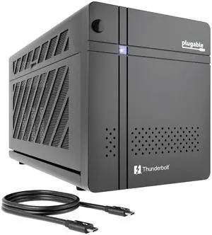 Plugable Thunderbolt 5 AI eGPU Enclosure & Dock: 80Gbps, 850W PSU Included, TAA Compliant for Windows 11, NVIDIA and AMD Cards (96W Power Delivery, 2.5Gbps Ethernet, 850W PSU, USB Hub) TBT5-AI Plugable Thunderbolt 5 AI eGPU Enclosure & Dock: 80Gbps, 850W PSU Included, TAA Compliant for Windows 11, NVIDIA and AMD Cards (96W Power Delivery, 2.5Gbps Ethernet, 850W PSU, USB Hub) TBT5-AI