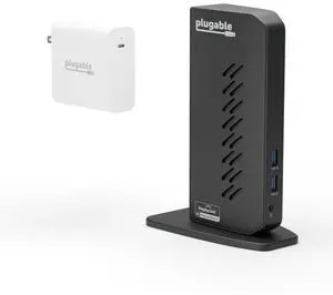 Plugable USB 3.0 and USB-C Dual 4K Display Docking Station with 140W Replacement Charger Bundle Plugable USB 3.0 and USB-C Dual 4K Display Docking Station with 140W Replacement Charger Bundle