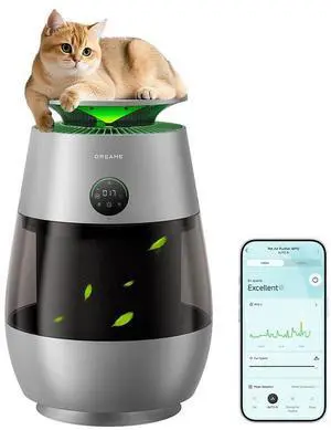 Dreame Pet Air Purifier AP10, Suck Up Floating Cat Dog Hair Dander, NeverChange 5.4-Year Filters for Odor Purification, 1346 ft² for Home Large Room, Pet-Friendly Design, APP & Voice Control, Grey Dreame Pet Air Purifier AP10, Suck Up Floating Cat Dog Hair Dander, NeverChange 5.4-Year Filters for Odor Purification, 1346 ft² for Home Large Room, Pet-Friendly Design, APP & Voice Control, Grey