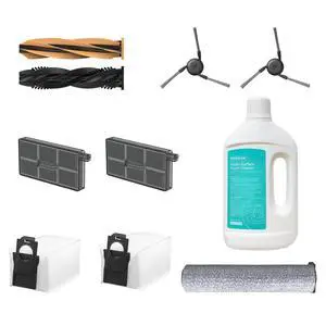 DREAME Robotic Vacuum Accessory Kit for Aqua10 Series, Detangling Duo-Brush*1, Side Brush*2, Dust Box Filter*2, Dust Bag*2, Mop*1 and 1 Bottle of 1L Cleaning Solotion. DREAME Robotic Vacuum Accessory Kit for Aqua10 Series, Detangling Duo-Brush*1, Side Brush*2, Dust Box Filter*2, Dust Bag*2, Mop*1 and 1 Bottle of 1L Cleaning Solotion.