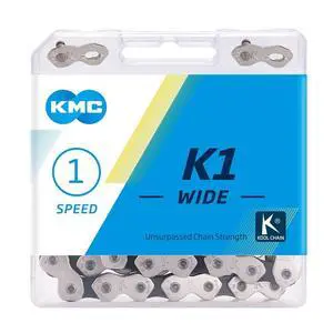 KMC Bike Chain K1, Heavy Duty BMX Chain, Unbeatable Strength & Great Looks, Single Speed Chain with Dynamic Configured Plates, High-Load Bicycle Chain, Track Bike Chain, 1/2" X 1/8" - 100 Links KMC Bike Chain K1, Heavy Duty BMX Chain, Unbeatable Strength & Great Looks, Single Speed Chain with Dynamic Configured Plates, High-Load Bicycle Chain, Track Bike Chain, 1/2" X 1/8" - 100 Links