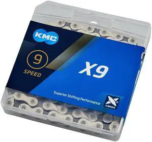 KMC X9 9 Speed Chain, Silver/Grey, 122 Link KMC X9 9 Speed Chain, Silver/Grey, 122 Link