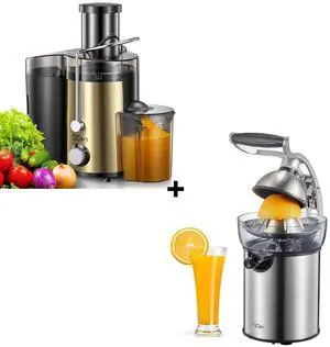 QCen 800W Juicer Machine Metallic Gold and Electric Citrus Juicer Squeezer Bundle QCen 800W Juicer Machine Metallic Gold and Electric Citrus Juicer Squeezer Bundle
