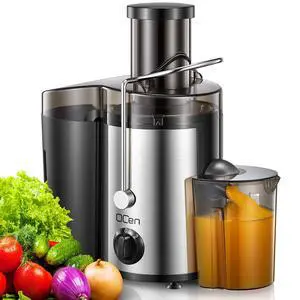 Qcen Juicer Machine, 500W Centrifugal Juicer Extractor with Wide Mouth 3 Feed Chute for Fruit Vegetable, Easy to Clean, Stainless Steel, BPA-free (Black) Qcen Juicer Machine, 500W Centrifugal Juicer Extractor with Wide Mouth 3 Feed Chute for Fruit Vegetable, Easy to Clean, Stainless Steel, BPA-free (Black)