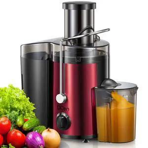 QCen Juicer Machine, 500W Centrifugal Juicer Extractor with Wide Mouth 3 Feed Chute for Fruit Vegetable, Easy to Clean, Stainless Steel, BPA-free (Metallic Red) QCen Juicer Machine, 500W Centrifugal Juicer Extractor with Wide Mouth 3 Feed Chute for Fruit Vegetable, Easy to Clean, Stainless Steel, BPA-free (Metallic Red)
