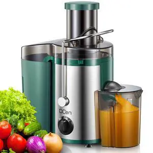 QCen Juicer Machine, 500W Centrifugal Juicer Extractor with Wide Mouth 3 Feed Chute for Fruit Vegetable, Easy to Clean, Stainless Steel, BPA-free (Green) QCen Juicer Machine, 500W Centrifugal Juicer Extractor with Wide Mouth 3 Feed Chute for Fruit Vegetable, Easy to Clean, Stainless Steel, BPA-free (Green)
