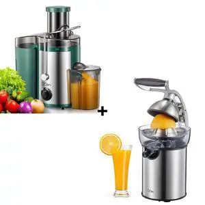 Qcen 500W Juicer Machine Green and Electric Citrus Juicer Squeezer Bundle Qcen 500W Juicer Machine Green and Electric Citrus Juicer Squeezer Bundle