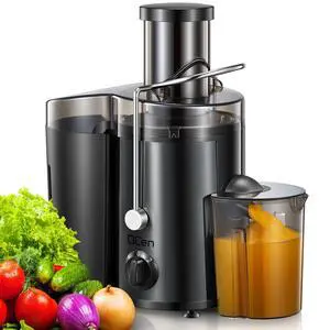 QCen Juicer Machine, 500W Centrifugal Juicer Extractor with Wide Mouth 3 Feed Chute for Fruit Vegetable, Easy to Clean, Stainless Steel, BPA-free (Metallic Black) QCen Juicer Machine, 500W Centrifugal Juicer Extractor with Wide Mouth 3 Feed Chute for Fruit Vegetable, Easy to Clean, Stainless Steel, BPA-free (Metallic Black)