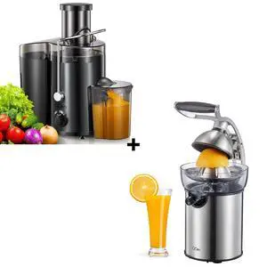 QCen 500W Juicer Machine Metallic Black and Electric Citrus Juicer Squeezer Bundle QCen 500W Juicer Machine Metallic Black and Electric Citrus Juicer Squeezer Bundle