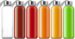 QCen 18oz Clear Glass Bottle for Juicing, 6 Pack Reusable Glass Water Bottles for Juicer Machine, with Stainless Steel Leak-Proof Lids, Wide Mouth Liquid Storage Containers, BPA Free QCen 18oz Clear Glass Bottle for Juicing, 6 Pack Reusable Glass Water Bottles for Juicer Machine, with Stainless Steel Leak-Proof Lids, Wide Mouth Liquid Storage Containers, BPA Free