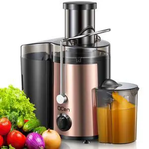 QCen Juicer Machine, 500W Centrifugal Juicer Extractor with Wide Mouth 3 Feed Chute for Fruit Vegetable, Easy to Clean, Stainless Steel, BPA-free (Rose Gold) QCen Juicer Machine, 500W Centrifugal Juicer Extractor with Wide Mouth 3 Feed Chute for Fruit Vegetable, Easy to Clean, Stainless Steel, BPA-free (Rose Gold)