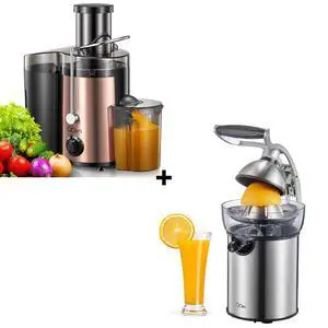 QCen 500W Juicer Machine Metallic Rose Gold and Electric Citrus Juicer Squeezer Bundle QCen 500W Juicer Machine Metallic Rose Gold and Electric Citrus Juicer Squeezer Bundle