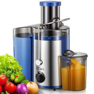 QCen Juicer Machine, 500W Centrifugal Juicer Extractor with Wide Mouth 3 Feed Chute for Fruit Vegetable, Easy to Clean, Stainless Steel, BPA-free (Blue) QCen Juicer Machine, 500W Centrifugal Juicer Extractor with Wide Mouth 3 Feed Chute for Fruit Vegetable, Easy to Clean, Stainless Steel, BPA-free (Blue)