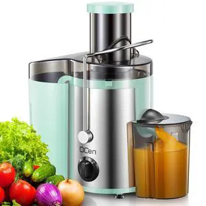 QCen Juicer Machine, 500W Centrifugal Juicer Extractor with Wide Mouth 3 Feed Chute for Fruit Vegetable, Easy to Clean, Stainless Steel, BPA-free (Aqua) QCen Juicer Machine, 500W Centrifugal Juicer Extractor with Wide Mouth 3 Feed Chute for Fruit Vegetable, Easy to Clean, Stainless Steel, BPA-free (Aqua)
