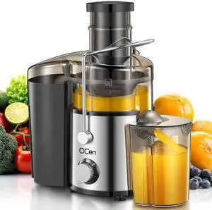 QCen Juicer Machine, 800W Centrifugal Juicer Extractor with Extra Wide Mouth Feed Chute for Fruits & Vegetables, Easy to Clean, Stainless Steel, BPA-Free QCen Juicer Machine, 800W Centrifugal Juicer Extractor with Extra Wide Mouth Feed Chute for Fruits & Vegetables, Easy to Clean, Stainless Steel, BPA-Free