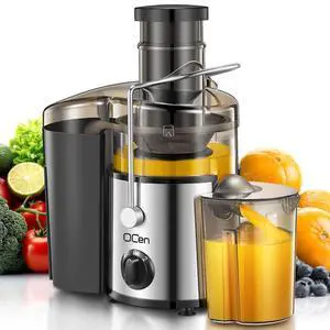 QCen Juicer Machine, 500W Centrifugal Juicer Extractor with Extra Wide Mouth Feed Chute for Fruits & Vegetables, Easy to Clean, Stainless Steel, BPA-Free QCen Juicer Machine, 500W Centrifugal Juicer Extractor with Extra Wide Mouth Feed Chute for Fruits & Vegetables, Easy to Clean, Stainless Steel, BPA-Free