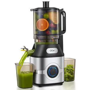 QCen Cold Press Juicer, 5.5 Wide Feed Chute Slow Masticating Juicer Machine for Whole Fruits and Vegetables, Easy to Clean (Silver) QCen Cold Press Juicer, 5.5 Wide Feed Chute Slow Masticating Juicer Machine for Whole Fruits and Vegetables, Easy to Clean (Silver)