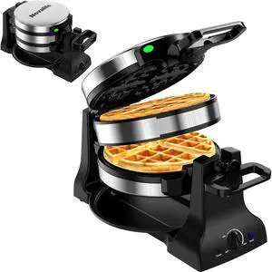 Waffle Maker, 1400W Belgian Waffle Maker, Double Waffle Iron 180° Flip, Rotating Nonstick Plates, Adjustable Browning Control, Locking Buckle & Cool Touch Handle, Removable Drip Tray, Stainless Steel Waffle Maker, 1400W Belgian Waffle Maker, Double Waffle Iron 180° Flip, Rotating Nonstick Plates, Adjustable Browning Control, Locking Buckle & Cool Touch Handle, Removable Drip Tray, Stainless Steel