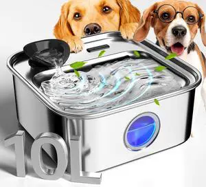 10L/2.6Gal Dog Water Fountain for Large Dogs (with 1 Filter) | Deeper & Wider Drinking Area, Visualization Window & Triple Filtration,304 Stainless Steel Dog Water Bowl Dispenser 10L/2.6Gal Dog Water Fountain for Large Dogs (with 1 Filter) | Deeper & Wider Drinking Area, Visualization Window & Triple Filtration,304 Stainless Steel Dog Water Bowl Dispenser