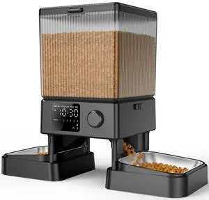 Automatic Cat Feeder for 2 Cats Pets, Timed Cat Food Dispenser | 20 Cups/5L, Prevent Fighting, Precise Portion, Balanced Dispense, Non-Slip & Stable, Voice Recorder, Stainless Steel Bowls Automatic Cat Feeder for 2 Cats Pets, Timed Cat Food Dispenser | 20 Cups/5L, Prevent Fighting, Precise Portion, Balanced Dispense, Non-Slip & Stable, Voice Recorder, Stainless Steel Bowls