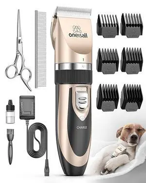 Dog Clippers Grooming Kit for Dogs Cats Pets | Low Noise, Rechargeable Cordless, Long Battery Life, Simple for Beginners, 6 Guide Combs, Removable & Rinsable Blade Dog Clippers Grooming Kit for Dogs Cats Pets | Low Noise, Rechargeable Cordless, Long Battery Life, Simple for Beginners, 6 Guide Combs, Removable & Rinsable Blade