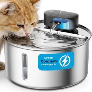 108oz/3.2L Wireless Stainless Steel Cat Water Fountain | True Cordless,Ultra Quiet,4000mAh Rechargeable Battery Operated,3 Flow Modes with Sensor,Easy to Clean(3-Piece Only),5-Layer 108oz/3.2L Wireless Stainless Steel Cat Water Fountain | True Cordless,Ultra Quiet,4000mAh Rechargeable Battery Operated,3 Flow Modes with Sensor,Easy to Clean(3-Piece Only),5-Layer