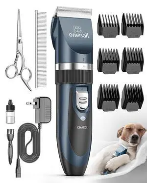 Dog Clippers Low Noise Grooming Kit for Dogs Cats Pets | Cordless & Long Battery Life, Simple for Beginners, 6 Guide Combs, Removable & Rinsable Blade Dog Clippers Low Noise Grooming Kit for Dogs Cats Pets | Cordless & Long Battery Life, Simple for Beginners, 6 Guide Combs, Removable & Rinsable Blade